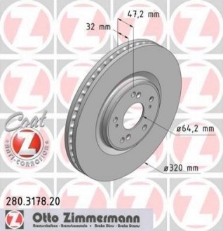 Диск гальмівний перед HONDA ACCORD 2.4 08- ZIMMERMANN 280317820