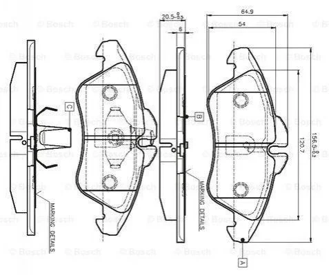 Гальмівні колодки, дискове гальмо (набір) BOSCH 0986TB2030 (фото 1)