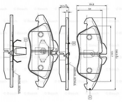 Гальмівні колодки, дискове гальмо (набір) BOSCH 0986TB2030 (фото 1)