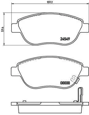 Гальмівні колодки, дискове гальмо (набір) BREMBO P59052 (фото 1)