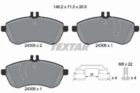 Гальмівні колодки, дискове гальмо (набір) TEXTAR 2430602