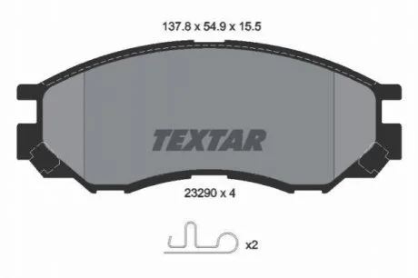 Гальмівні колодки, дискове гальмо (набір) TEXTAR 2329002