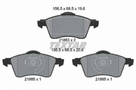 Гальмівні колодки, дискове гальмо (набір) TEXTAR 2188302