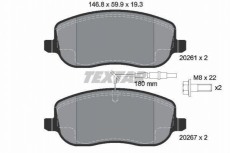 Гальмівні колодки, дискове гальмо (набір) TEXTAR 2026101