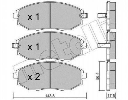 Гальмівні колодки, дискове гальмо (набір) METELLI 2208450