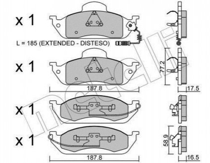 Гальмівні колодки, дискове гальмо (набір) METELLI 2205690