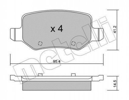 Гальмівні колодки, дискове гальмо (набір) METELLI 2205650