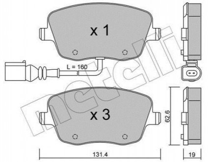 Гальмівні колодки, дискове гальмо (набір) METELLI 2205471