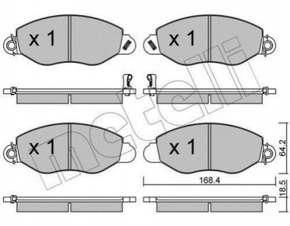 Гальмівні колодки, дискове гальмо (набір) METELLI 2205360