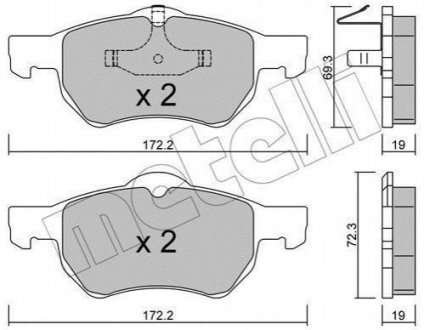 Гальмівні колодки, дискове гальмо (набір) METELLI 2205230