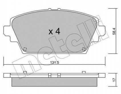 Гальмівні колодки, дискове гальмо (набір) METELLI 2204640