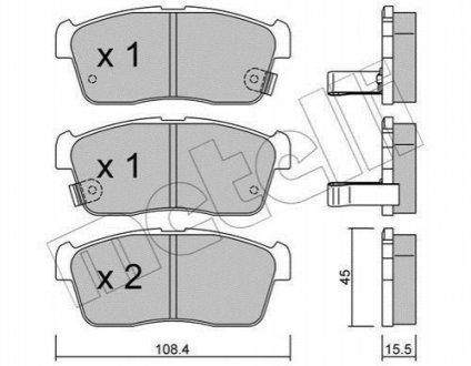 Гальмівні колодки, дискове гальмо (набір) METELLI 2204150