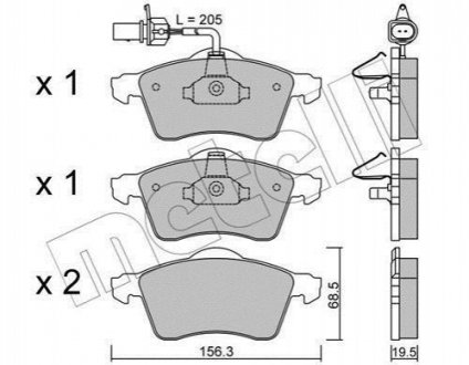 Гальмівні колодки, дискове гальмо (набір) METELLI 2202631