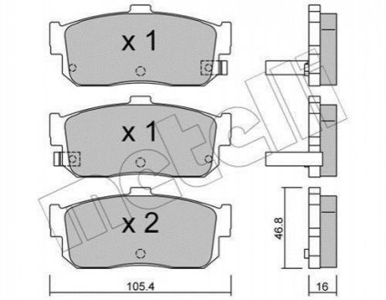 Гальмівні колодки, дискове гальмо (набір) METELLI 2201931