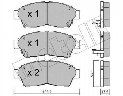 Гальмівні колодки, дискове гальмо (набір) METELLI 2201490