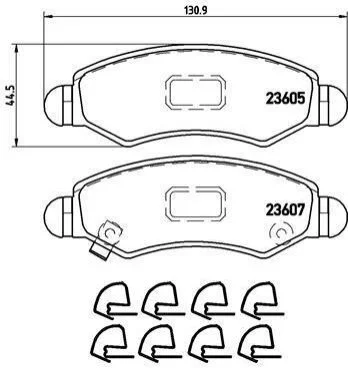 Гальмівні колодки, дискове гальмо (набір) BREMBO P79015 (фото 1)
