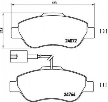 Гальмівні колодки, дискове гальмо (набір) BREMBO P23107