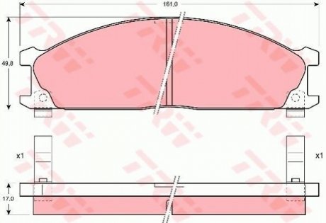 Гальмівні колодки, дискове гальмо (набір) TRW GDB766