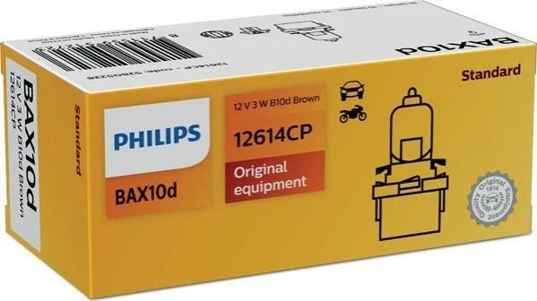 12V 3W BAX B10D Braun Halogen(10шт) Лампа PHILIPS 12614CP (фото 1)