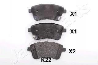 Гальмівні колодки, дискове гальмо (набір) JAPANPARTS PAK22AF (фото 1)