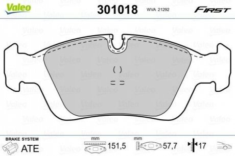 Колодки гальмівні BMW P. E36/E46/E85 90- VALEO 301018