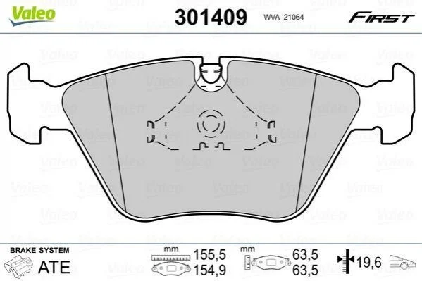 Колодки гальмівні BMW P. E39 96-04 KOMBI VALEO 301409 (фото 1)