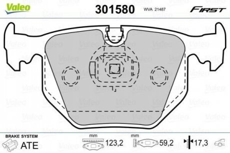 Колодки гальмівні BMW T. E46/E38/E83 99- VALEO 301580