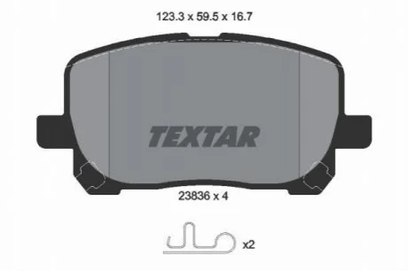 Гальмівні колодки, дискове гальмо (набір) TEXTAR 2383601