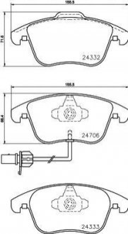 Гальмівні колодки, дискове гальмо (набір) HELLA 8DB355013861