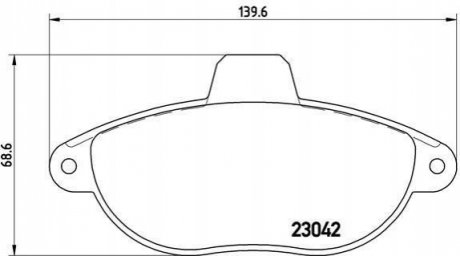 Гальмівні колодки, дискове гальмо (набір) BREMBO P23072 (фото 1)