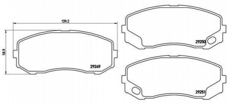 Гальмівні колодки, дискове гальмо (набір) BREMBO P54043