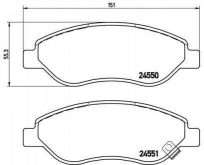 Гальмівні колодки, дискове гальмо (набір) BREMBO P59053 (фото 1)