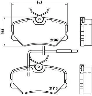 Гальмівні колодки, дискове гальмо (набір) BREMBO P61035 (фото 1)
