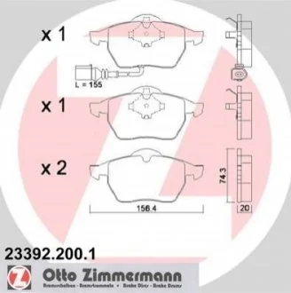 Гальмівні колодки, дискове гальмо (набір) ZIMMERMANN 233922001
