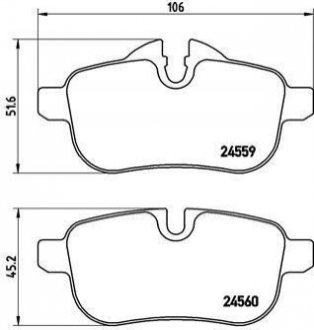 Гальмівні колодки, дискове гальмо (набір) BREMBO P06062