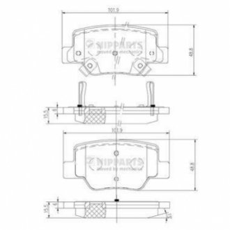 Гальмівні колодки, дискове гальмо (набір) NIPPARTS N3612040