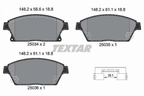 Гальмівні колодки, дискове гальмо (набір) TEXTAR 2503481