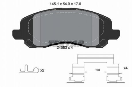 Гальмівні колодки, дискове гальмо (набір) TEXTAR 2458301