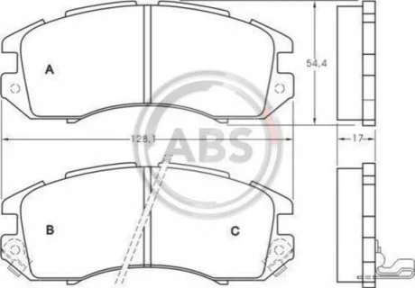 Гальмівні колодки, дискове гальмо (набір) A.B.S. 36720