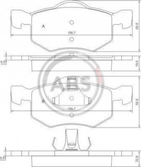 Гальмівні колодки, дискове гальмо (набір) A.B.S. 37255