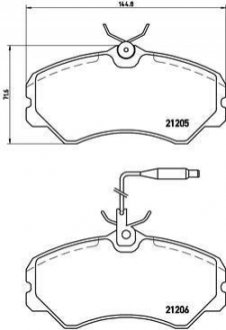 Гальмівні колодки, дискове гальмо (набір) BREMBO P23023 (фото 1)