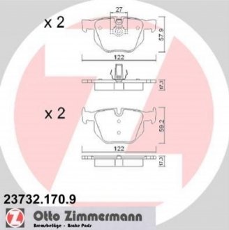 Гальмівні колодки, дискове гальмо (набір) ZIMMERMANN 237321709