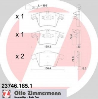 Колодки гальмівні передні R16 (тип ATE) ZIMMERMANN 237461851