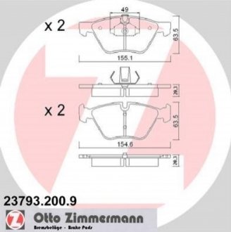 Гальмівні колодки, дискове гальмо (набір) ZIMMERMANN 237932009