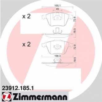 Гальмівні колодки, дискове гальмо (набір) ZIMMERMANN 239121851