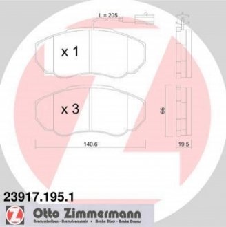 Гальмівні колодки, дискове гальмо (набір) ZIMMERMANN 239171951