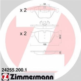 Гальмівні колодки, дискове гальмо (набір) ZIMMERMANN 242552001