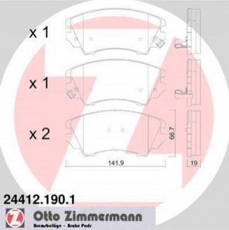 Гальмівні колодки, дискове гальмо (набір) ZIMMERMANN 244121901