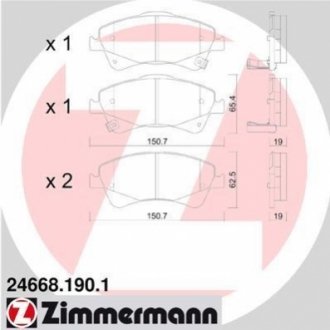 Гальмівні колодки, дискове гальмо (набір) ZIMMERMANN 246681901