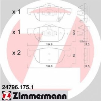 Гальмівні колодки, дискове гальмо (набір) ZIMMERMANN 247961751